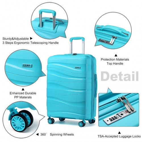 Kono 24 Inch Lightweight Hard Shell Suitcase with TSA Lock - Blue | K2094L