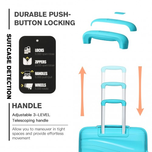 Kono 24 Inch Lightweight Hard Shell Suitcase with TSA Lock - Blue | K2094L