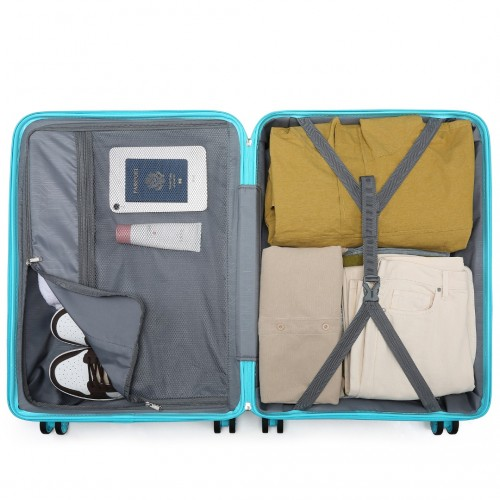 Kono 24 Inch Lightweight Hard Shell Suitcase with TSA Lock - Blue | K2094L