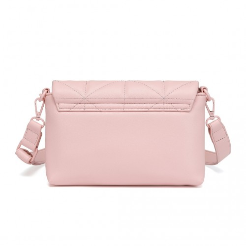Miss Lulu Chic Quilted Shoulder Bag with Chain Strap - Pink | Elegant and Stylish Women's Handbag