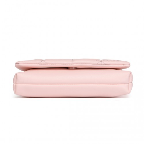 Miss Lulu Chic Quilted Shoulder Bag with Chain Strap - Pink | Elegant and Stylish Women's Handbag