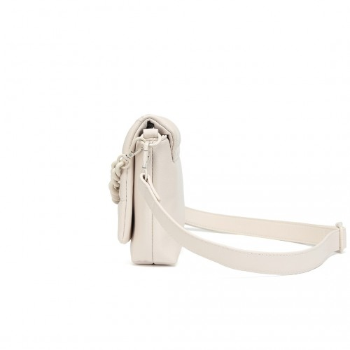 Miss Lulu Chic Quilted Shoulder Bag With Chain Strap - Beige | Elegant & Versatile Women's Handbag