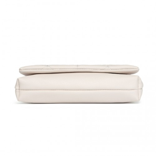 Miss Lulu Chic Quilted Shoulder Bag With Chain Strap - Beige | Elegant & Versatile Women's Handbag