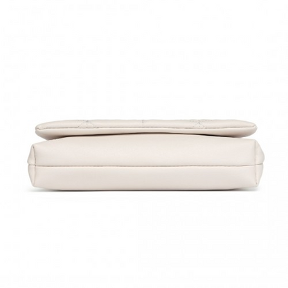 Miss Lulu Chic Quilted Shoulder Bag With Chain Strap - Beige | Elegant & Versatile Women's Handbag