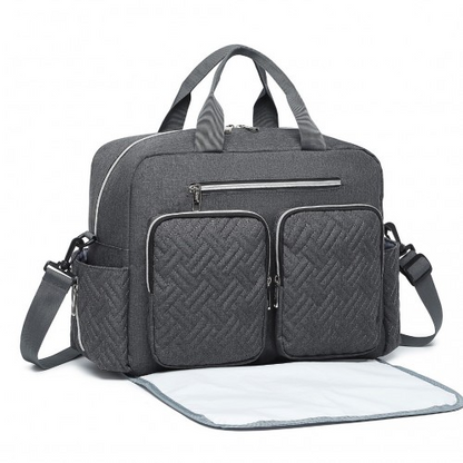 Kono Versatile Diaper Changing Tote Bag with Built-In Changing Mat - Dark Grey, Thermal Insulation, Waterproof Design