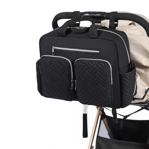 Kono Versatile Diaper Changing Tote Bag with Built-In Changing Mat - Thermal Insulated & Waterproof Design - Black