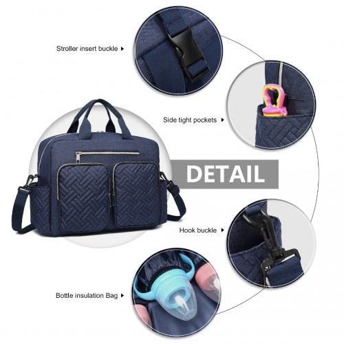 Kono Versatile Diaper Changing Tote Bag with Built-In Changing Mat - Thermal Insulation & Waterproof Design - Navy