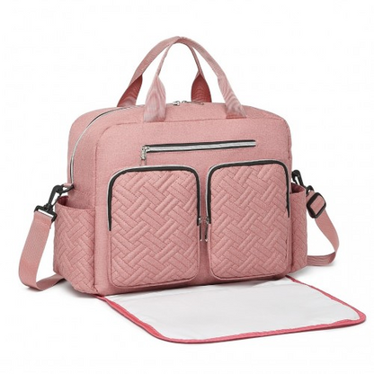 Kono Versatile Diaper Changing Tote Bag with Built-In Changing Mat & Thermal Insulation - Pink