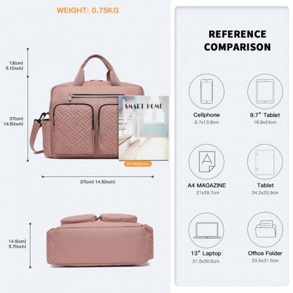 Kono Versatile Diaper Changing Tote Bag with Built-In Changing Mat & Thermal Insulation - Pink