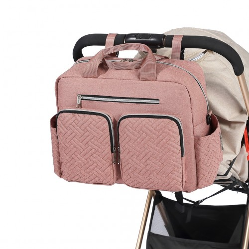 Kono Versatile Diaper Changing Tote Bag with Built-In Changing Mat & Thermal Insulation - Pink