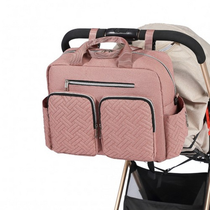 Kono Versatile Diaper Changing Tote Bag with Built-In Changing Mat & Thermal Insulation - Pink