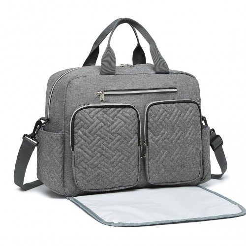 Kono Versatile Diaper Changing Tote Bag - Built-In Changing Mat, Thermal Insulation, Waterproof - Grey