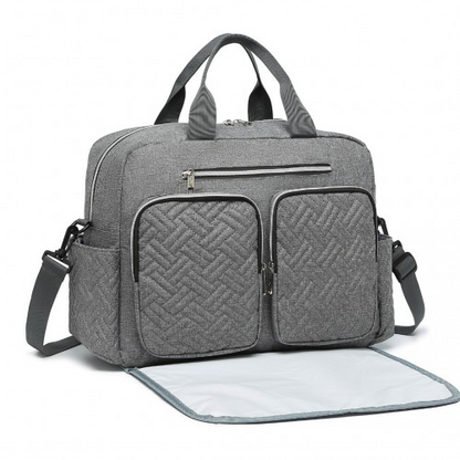 Kono Versatile Diaper Changing Tote Bag - Built-In Changing Mat, Thermal Insulation, Waterproof - Grey