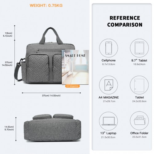Kono Versatile Diaper Changing Tote Bag - Built-In Changing Mat, Thermal Insulation, Waterproof - Grey
