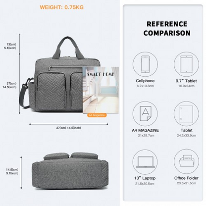 Kono Versatile Diaper Changing Tote Bag - Built-In Changing Mat, Thermal Insulation, Waterproof - Grey