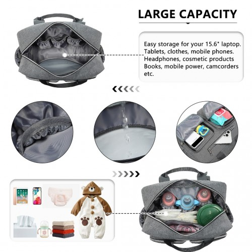 Kono Versatile Diaper Changing Tote Bag - Built-In Changing Mat, Thermal Insulation, Waterproof - Grey