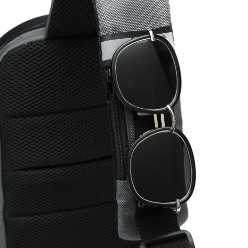 Kono Smart Sling Chest Bag with USB Charging Port – Lightweight, Single Strap Crossbody Backpack for Men and Women (Grey & Black)