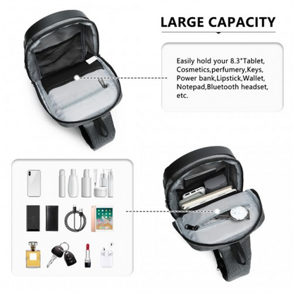 Kono Smart Sling Chest Bag with USB Charging Port – Lightweight, Single Strap Crossbody Backpack for Men and Women (Grey & Black)