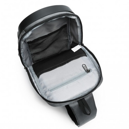 Kono Smart Sling Chest Bag with USB Charging Port – Lightweight, Single Strap Crossbody Backpack for Men and Women (Grey & Black)