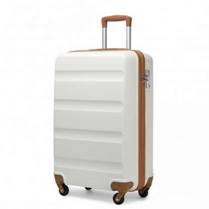Kono 19 Inch Cabin Size Carry On Suitcase - Lightweight ABS Hardshell with Secure TSA Lock - Cream