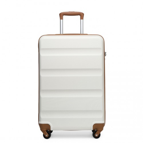Kono 19 Inch Cabin Size Carry On Suitcase - Lightweight ABS Hardshell with Secure TSA Lock - Cream