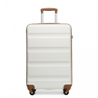 Kono 19 Inch Cabin Size Carry On Suitcase - Lightweight ABS Hardshell with Secure TSA Lock - Cream