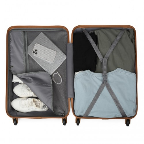 Kono 19 Inch Cabin Size Carry On Suitcase - Lightweight ABS Hardshell with Secure TSA Lock - Cream