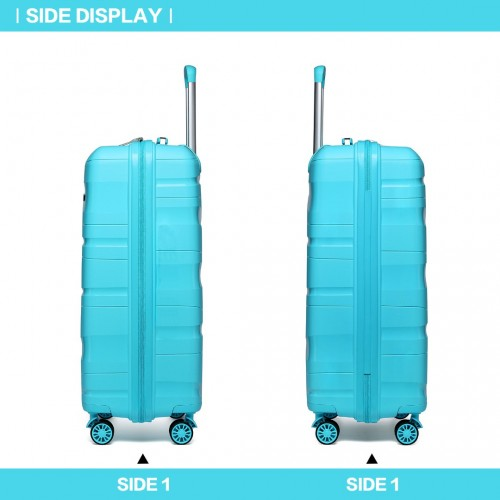 K2094L - Kono 14/20 Inch Lightweight Polypropylene Hard Shell 2 Piece Suitcase Set With TSA Lock And Vanity Case - Blue