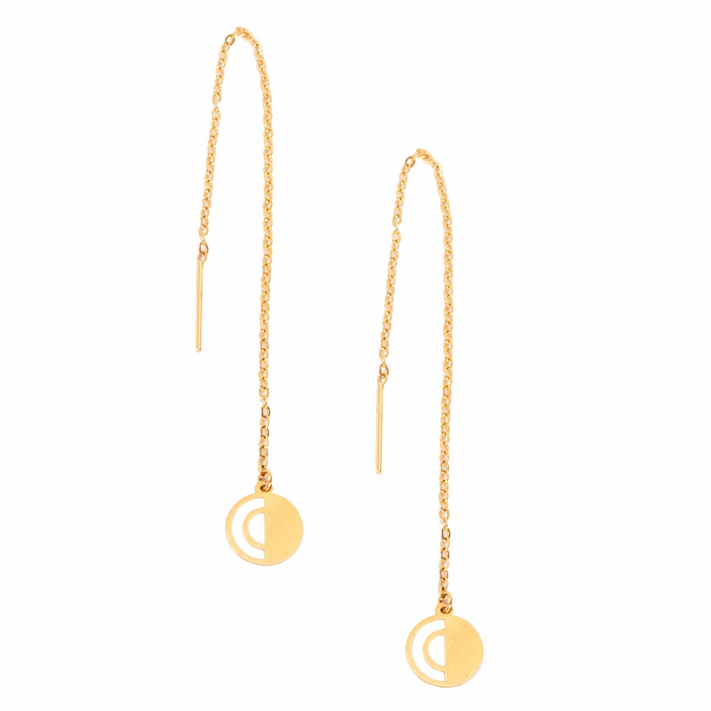 Circle Shape 18K Gold Drop Earrings
