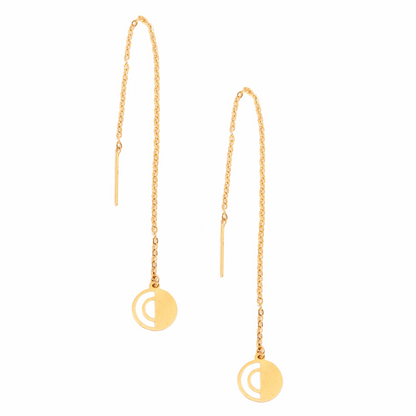 Circle Shape 18K Gold Drop Earrings