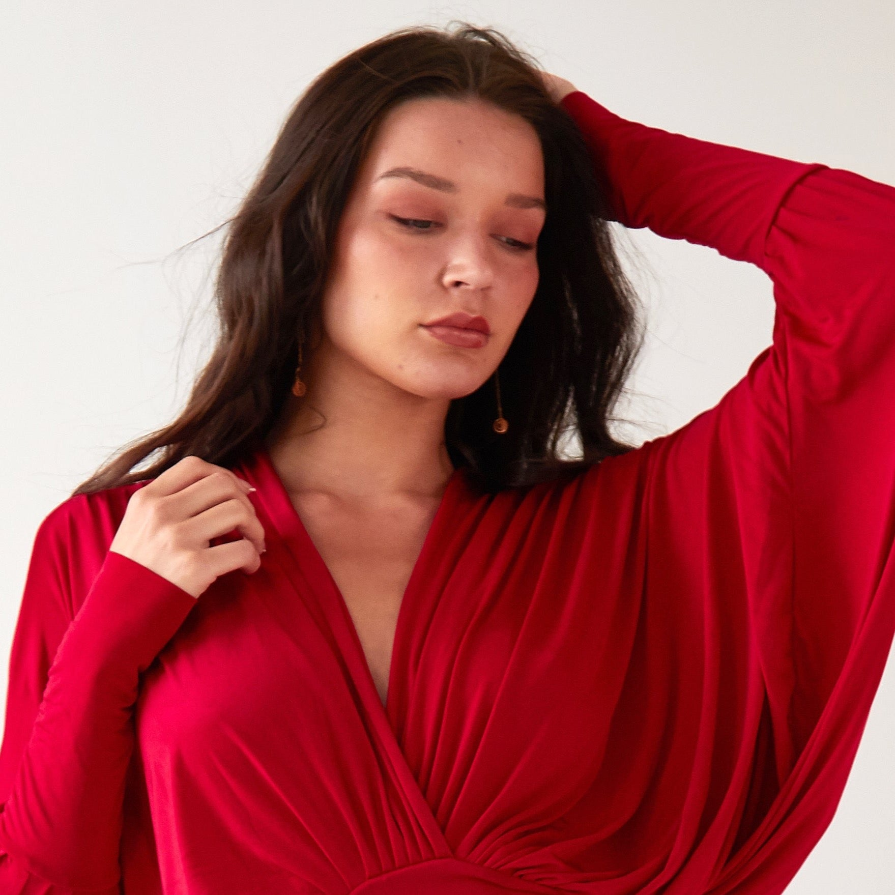 Circle Shape 18K Gold Drop Earrings