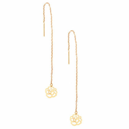Flower Shape 18K Gold Drop Earrings