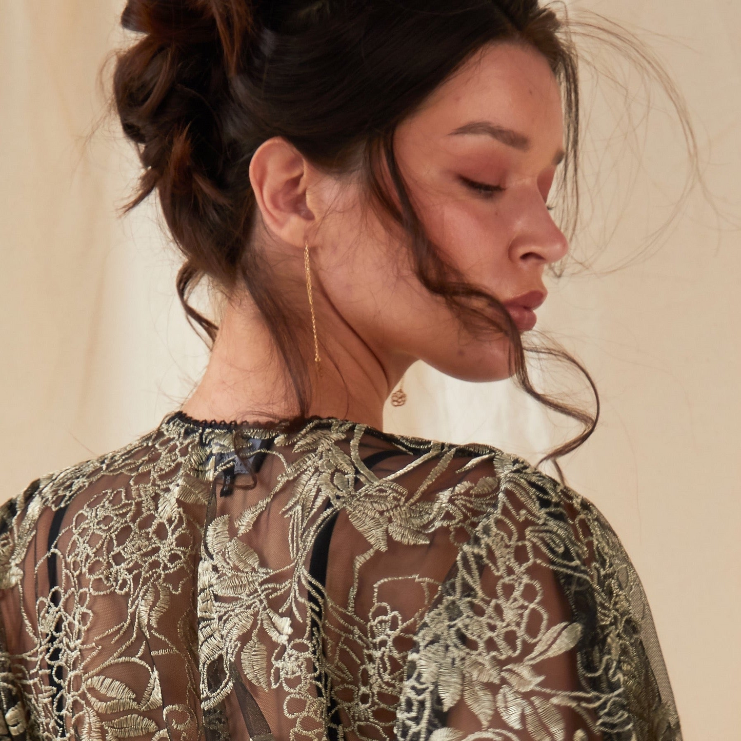 Flower Shape 18K Gold Drop Earrings