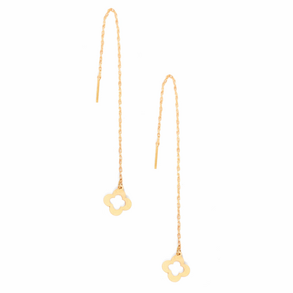 Clover Shape 18K Gold Threader Earrings