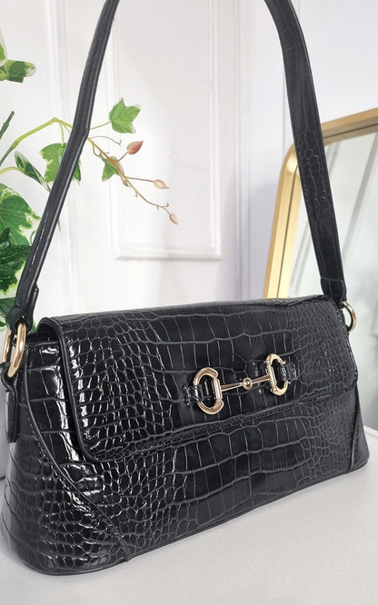 Stylish Faux Leather Croc Print Handbag - Durable & Versatile for Everyday Use
