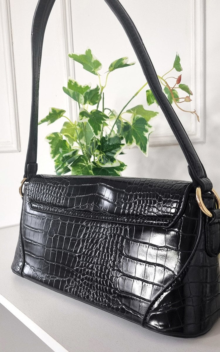 Stylish Faux Leather Croc Print Handbag - Durable & Versatile for Everyday Use