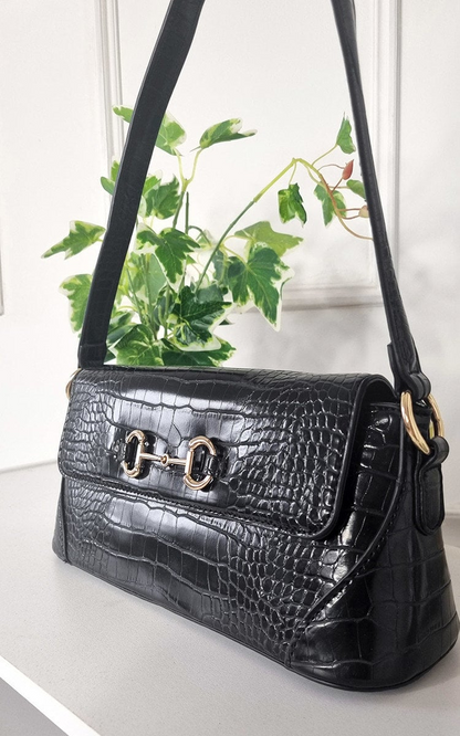 Stylish Faux Leather Croc Print Handbag - Durable & Versatile for Everyday Use