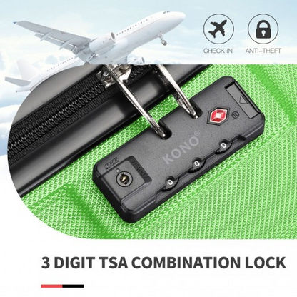 Kono ABS 20 Inch Sculpted Horizontal Design Cabin Luggage - Green