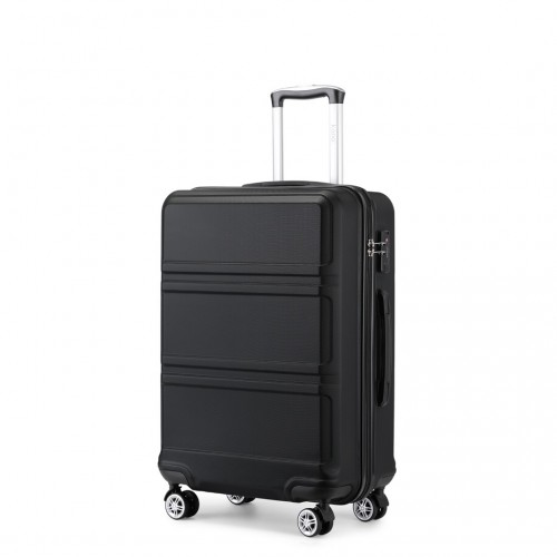 Kono ABS 24 Inch Sculpted Horizontal Design Suitcase - Black