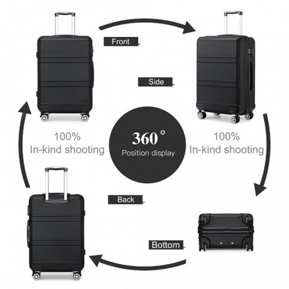 Kono ABS 24 Inch Sculpted Horizontal Design Suitcase - Black