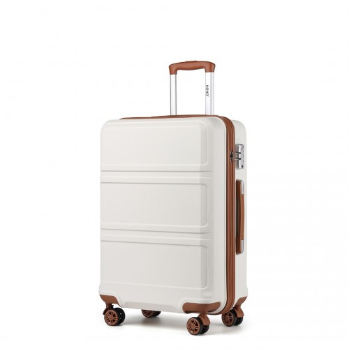 Kono ABS 24 Inch Sculpted Horizontal Design Suitcase - Cream