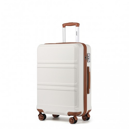 Kono ABS 24 Inch Sculpted Horizontal Design Suitcase - Cream