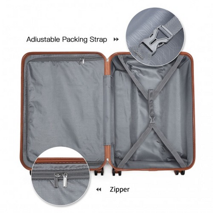 Kono ABS 24 Inch Sculpted Horizontal Design Suitcase - Cream