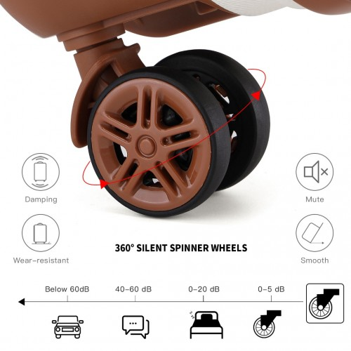 Kono ABS 20 Inch Sculpted Horizontal Design Cabin Luggage - Cream