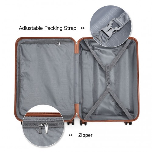 Kono ABS 4 Wheel Suitcase Set with Vanity Case - Cream | Durable & Stylish Travel Luggage