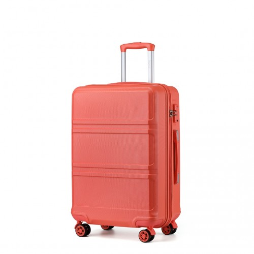 Kono ABS 20 Inch Sculpted Horizontal Design Cabin Luggage - Coral