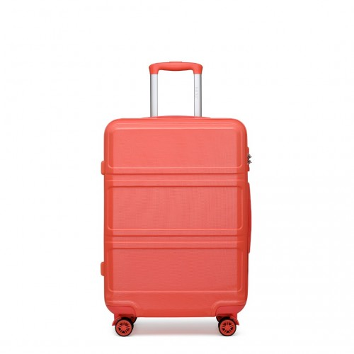 Kono ABS 20 Inch Sculpted Horizontal Design Cabin Luggage - Coral