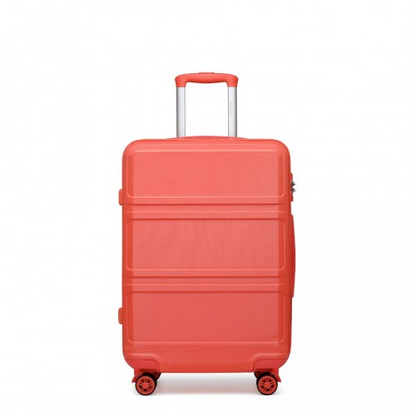 Kono ABS 20 Inch Sculpted Horizontal Design Cabin Luggage - Coral