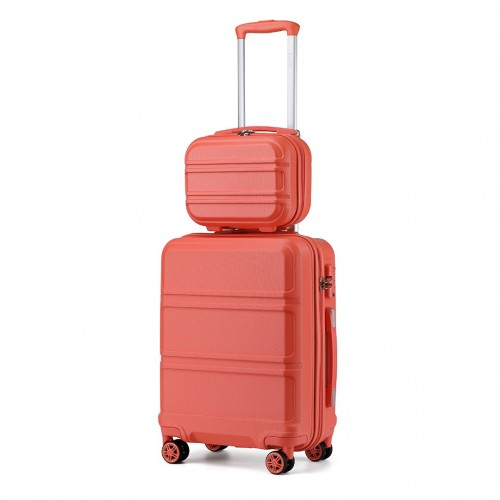 Kono ABS 4 Wheel Suitcase Set with Vanity Case - Coral | Durable & Stylish Travel Luggage