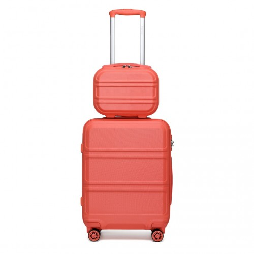 Kono ABS 4 Wheel Suitcase Set with Vanity Case - Coral | Durable & Stylish Travel Luggage